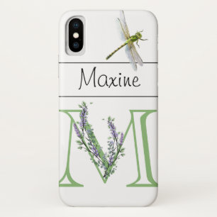 Alfabet letter M Lavendel Eucalyptus Dragonfly Case-Mate iPhone Case