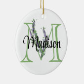 Alfabet letter M, waterverf Lavendel botanisch Keramisch Ornament (Rechts)