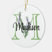 Alfabet letter M, waterverf Lavendel botanisch Keramisch Ornament (Links)