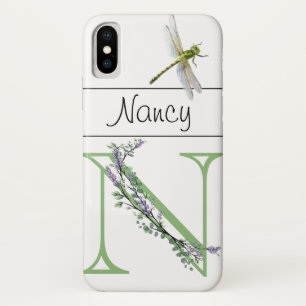 Alfabet letter N Lavendel Eucalyptus Dragonfly Case-Mate iPhone Case