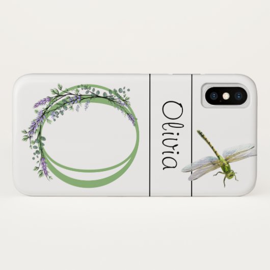 Alfabet letter O Lavendel Eucalyptus Dragonfly Case-Mate iPhone Case (Achterkant (horizontaal))