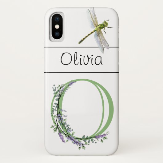 Alfabet letter O Lavendel Eucalyptus Dragonfly Case-Mate iPhone Case (Achterkant)