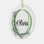 Alfabet letter O, waterverf Lavendel botanisch Keramisch Ornament (Rechts)