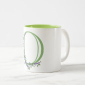 Alfabet letter O, waterverf Lavendel botanisch Tweekleurige Koffiemok (Voorkant rechts)