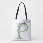 Alfabet letter P Lavendel Eucalyptus monogram Tote Bag (Voorkant)