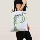 Alfabet letter P Lavendel Eucalyptus monogram Tote Bag (Dichtbij)