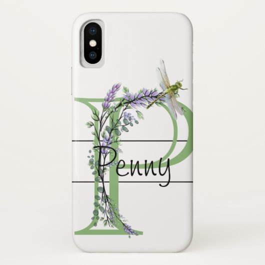 Alfabet letter P, waterverf Lavendel Dragonfly Case-Mate iPhone Case (Achterkant)