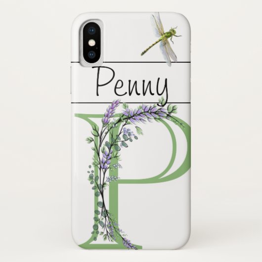 Alfabet letter P, waterverf Lavendel Dragonfly Case-Mate iPhone Case (Achterkant)