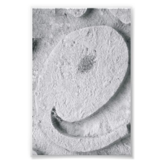 Alfabet Letter Photography E4 Black en White 4x6 Foto Afdruk (Voorkant)