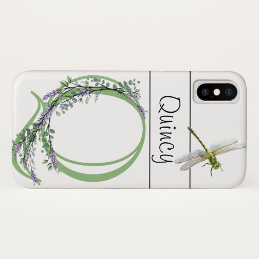 Alfabet letter Q Lavendel Eucalyptus Dragonfly Case-Mate iPhone Case (Achterkant (horizontaal))