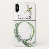 Alfabet letter Q Lavendel Eucalyptus Dragonfly Case-Mate iPhone Case (Achterkant)