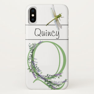 Alfabet letter Q Lavendel Eucalyptus Dragonfly Case-Mate iPhone Case