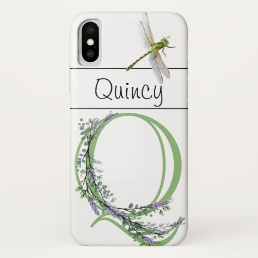Alfabet letter Q Lavendel Eucalyptus Dragonfly Case-Mate iPhone Case (Achterkant)