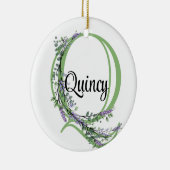 Alfabet letter Q, waterverf Lavendel botanisch Keramisch Ornament (Rechts)