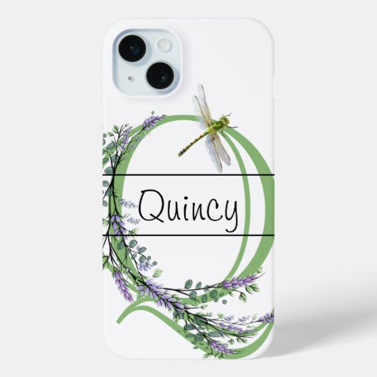 Alfabet letter Q, waterverf Lavendel Dragonfly Case-Mate iPhone Case (Achterkant)