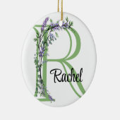 Alfabet letter R, waterverf Lavendel botanisch Keramisch Ornament (Rechts)