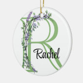 Alfabet letter R, waterverf Lavendel botanisch Keramisch Ornament (Links)