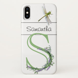 Alfabet letter S Lavendel Eucalyptus Dragonfly Case-Mate iPhone Case