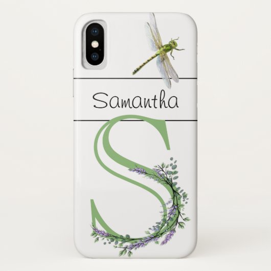 Alfabet letter S Lavendel Eucalyptus Dragonfly Case-Mate iPhone Case (Achterkant)