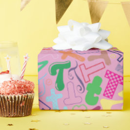 Alfabet Letter T Inpakpapier - Roze