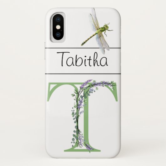 Alfabet letter T Lavendel Eucalyptus Dragonfly Case-Mate iPhone Case (Achterkant)