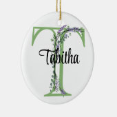 Alfabet letter T, waterverf Lavendel botanisch Keramisch Ornament (Rechts)