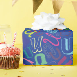 Alfabet Letter U Inpakpapier - Blauw