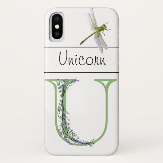Alfabet letter U Lavendel Eucalyptus Dragonfly Case-Mate iPhone Case (Achterkant)