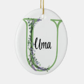 Alfabet letter U, waterverf Lavendel botanisch Keramisch Ornament (Rechts)