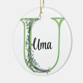 Alfabet letter U, waterverf Lavendel botanisch Keramisch Ornament (Links)