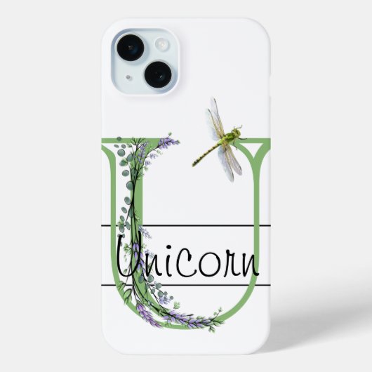 Alfabet letter U, waterverf Lavendel Dragonfly Case-Mate iPhone Case (Achterkant)