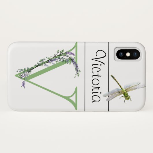 Alfabet letter V Lavendel Eucalyptus Dragonfly Case-Mate iPhone Case (Achterkant (horizontaal))