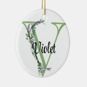 Alfabet letter V, waterverf Lavendel botanisch Keramisch Ornament (Rechts)