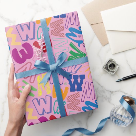 Alfabet Letter W Inpakpapier - Roze (Geschenken)