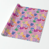 Alfabet Letter W Inpakpapier - Roze (Uitgerold)