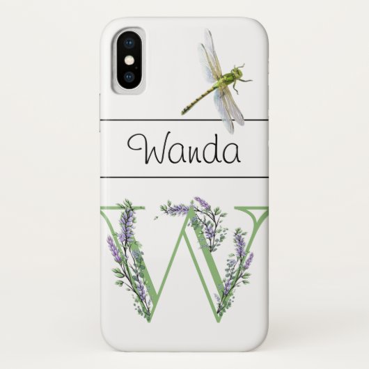 Alfabet letter W Lavendel Eucalyptus Dragonfly Case-Mate iPhone Case (Achterkant)