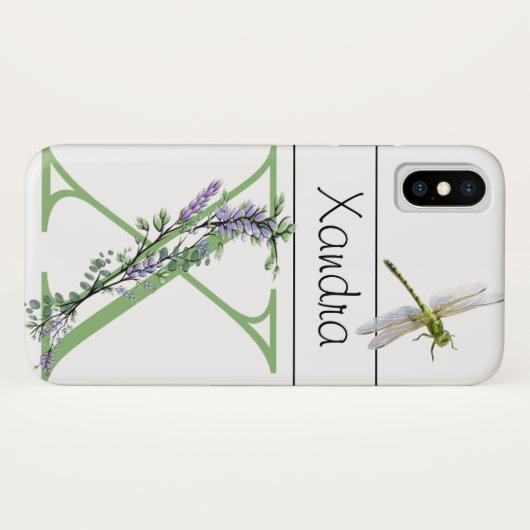 Alfabet letter X Lavendel Eucalyptus Dragonfly Case-Mate iPhone Case (Achterkant (horizontaal))