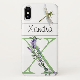 Alfabet letter X Lavendel Eucalyptus Dragonfly Case-Mate iPhone Case