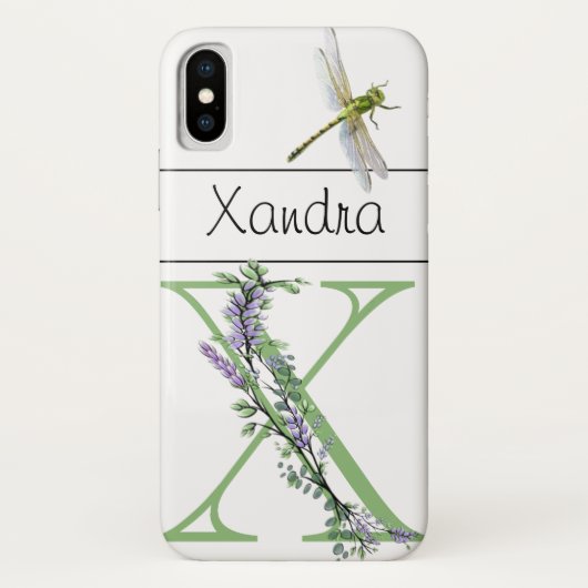 Alfabet letter X Lavendel Eucalyptus Dragonfly Case-Mate iPhone Case (Achterkant)