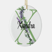 Alfabet letter X, waterverf Lavendel botanisch Keramisch Ornament (Rechts)