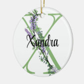 Alfabet letter X, waterverf Lavendel botanisch Keramisch Ornament (Links)