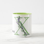 Alfabet letter X, waterverf Lavendel botanisch Tweekleurige Koffiemok (Center)