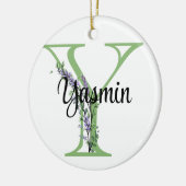 Alfabet letter Y, waterverf Lavendel botanisch Keramisch Ornament (Links)