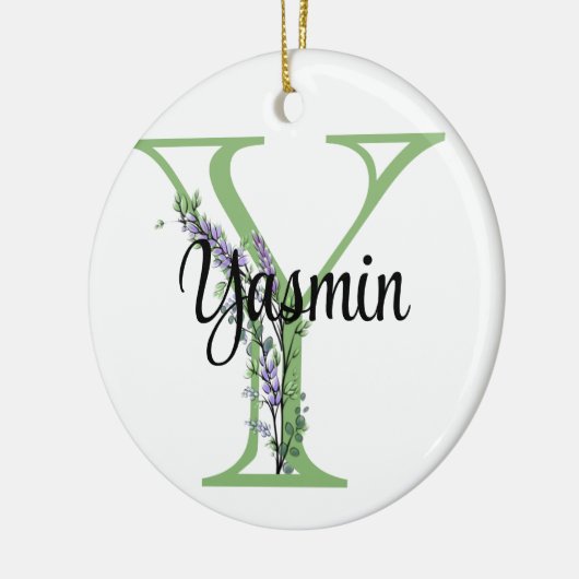 Alfabet letter Y, waterverf Lavendel botanisch Keramisch Ornament (Links)