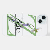 Alfabet letter Z, waterverf Lavendel Dragonfly iPhone Hoesje (Achterkant horizontaal)