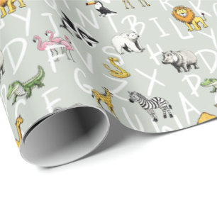 Alfabet letters abc baby dieren kleuter leren cadeaupapier