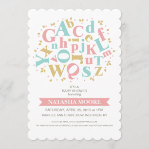 Alfabet Letters Baby shower Uitnodiging