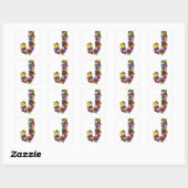 Alfabet letters bloemen vierkante sticker (Vel)