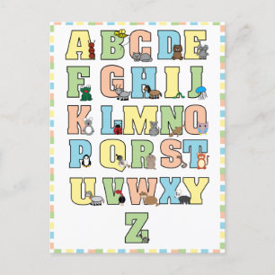 Alfabet Letters Cute Animals Educational Briefkaart