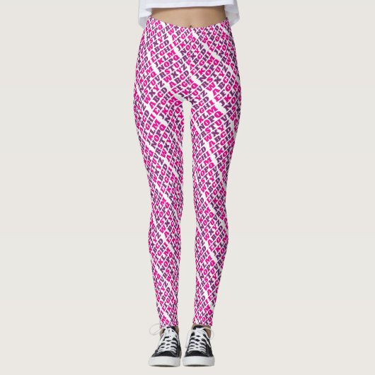 Alfabet letters paarse roze patroon leggings (Voorkant)